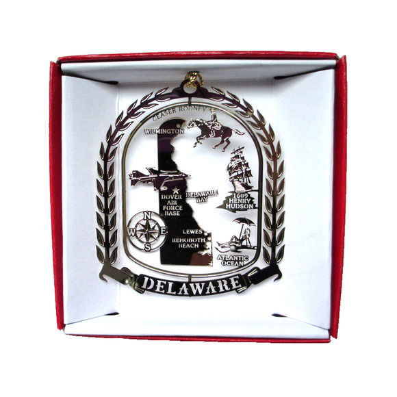 Delaware State Landmarks Brass Ornament Wilmington Lewes Rehobeth Beach - Picture 1 of 6